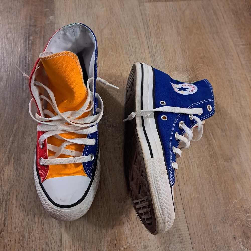 Converse Multi-Color High-Top Sneakers Blue/Red/Orange/White Men's 5 Women 7